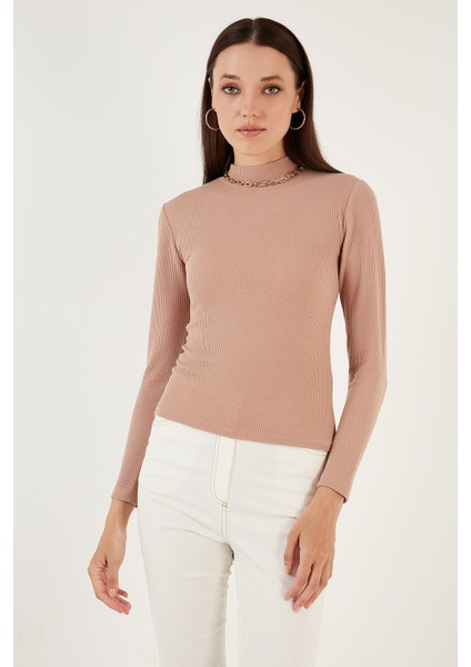 Fitilli Esnek Slim Fit Yarım Balıkçı Yaka Kazak Bayan Kazak 5865344