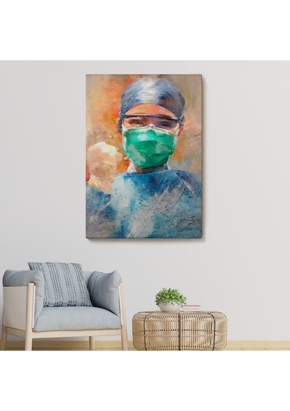 Dövüşen Soyut Hemşire Portresi, Tıbbi Soyut Kanvas TABLO-5246 fiyatları