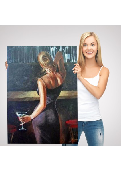Barda Içki Içen Sarı Saçlı Kadın Kanvas TABLO-5249 modelleri