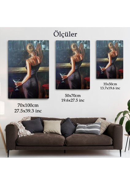 Barda Içki Içen Sarı Saçlı Kadın Kanvas TABLO-5249 fırsatları