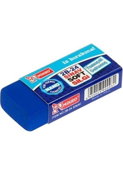 2B-24 Yumuşak Sınav Silgisi Mavi 1 Adet Nano Teknoloji ile Temizleme