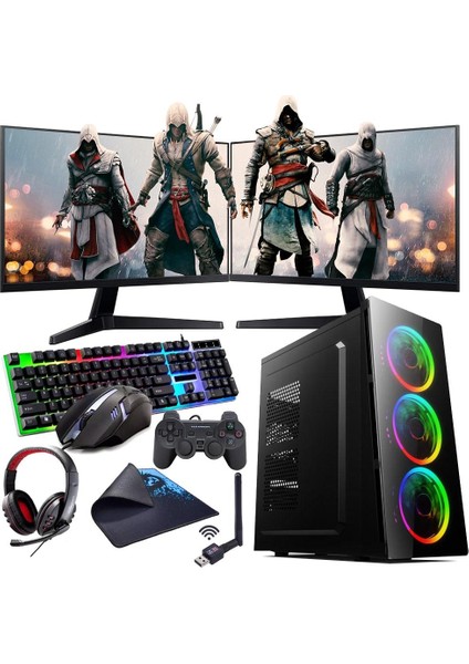 I3 10100F 16GB 240SSD 1tb HDD 4gb RX550 Çift 24" Monitörlü (Gaming Set)