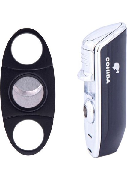 3 Torch Pürmüz Siyah Puro Çakmağı ve Kesici Seti