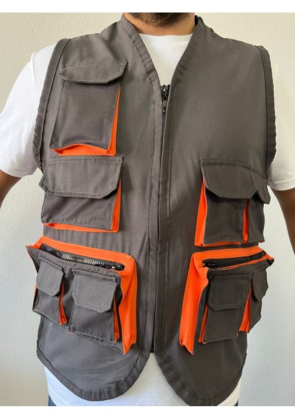 Çok Cepli Tasarım Yelek, Işçi Yeleği, Çok Cepli Yelek, Baba Yeleği, Mevsimlik Erkekyelek