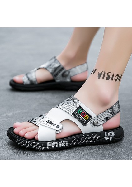 Yaz Erkek Sandalet Nefes Alabilen Rahat Yumuşak Tabanlı Erkek Ayakkabıları Şık Kaymaz Moda Plaj Terlikleri Giyer (Yurt Dışından)