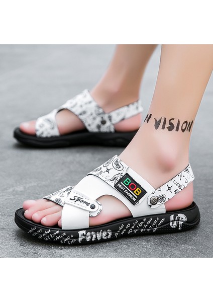 Yaz Erkek Sandalet Nefes Alabilen Rahat Yumuşak Tabanlı Erkek Ayakkabıları Şık Kaymaz Moda Plaj Terlikleri Giyer (Yurt Dışından)