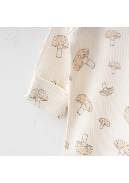 Mantar Baskılı Tulum Kız ve Erkek 0/3/6AY Patikli Bebek Tulum %100 Pamuk Uyku & Günlük Tulum modelleri