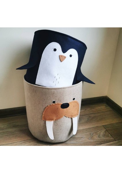 Iskandinav Tarzı 4 Adet Bebek Çocuk Odası 3 Boyutlu Sevimli Tasarım Oyuncak ve Çamaşır Aksesuar Sepet SETI30X30 cm