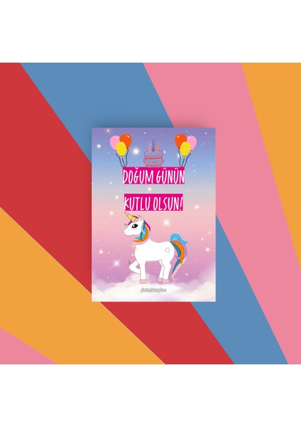 Unicornlu Doğum Günün Kutlu Olsun Kartı Doğum Günü Tebrik Kartı