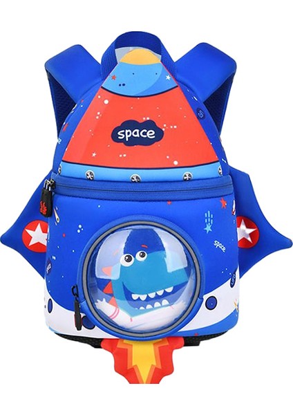 Çocuk Eğlenceli Uzay Roketi Suya Dayanıklı Anaokulu Okul Çantası L (Yurt Dışından)
