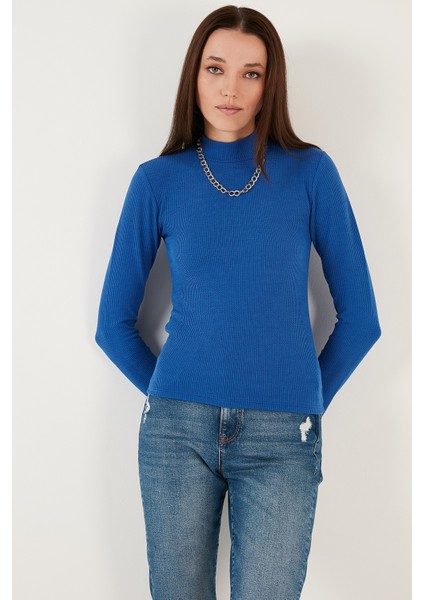 Fitilli Esnek Slim Fit Yarım Balıkçı Yaka Kazak Bayan Kazak 5865344 fırsatları