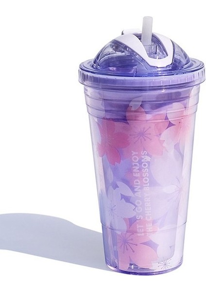 480ml Saman Yaratıcı Sevimli Kupa Sert Plastik Kız Için Su Şişeleri (Yurt Dışından)