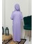 Çocuk Namaz Takımı Pratik Tek Parça Desenli Kollu Tak Çıkar Başörtülü Likralı Tesettür Elbise (6-12 Yaş) 925-0301 3