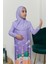 Çocuk Namaz Takımı Pratik Tek Parça Desenli Kollu Tak Çıkar Başörtülü Likralı Tesettür Elbise (6-12 Yaş) 925-0301 4