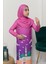 Çocuk Namaz Takımı Pratik Tek Parça Desenli Kollu Tak Çıkar Başörtülü Likralı Tesettür Elbise (6-12 Yaş) 925-0301 4