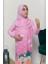 Çocuk Namaz Takımı Pratik Tek Parça Desenli Kollu Tak Çıkar Başörtülü Likralı Tesettür Elbise (6-12 Yaş) 925-0301 5
