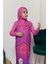 Çocuk Namaz Takımı Pratik Tek Parça Desenli Kollu Tak Çıkar Başörtülü Likralı Tesettür Elbise (6-12 Yaş) 925-0201 4