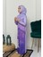 Çocuk Namaz Takımı Pratik Tek Parça Desenli Kollu Tak Çıkar Başörtülü Likralı Tesettür Elbise (6-12 Yaş) 925-0201 2