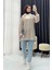 Dik Yaka Fermuarlı Çizgili Sweatshirt 1