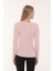 Kadın Bisiklet Yaka Uzun Kollu Regular Fit Basic Tişört Pembe 2