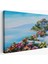 Rengarenk Çiçekler Arasındaki Deniz Manzaralı Ev Duvar TABLOSU-3633 1