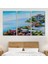 Rengarenk Çiçekler Arasındaki Deniz Manzaralı Ev Duvar TABLOSU-3633 3