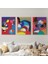 Renkli Geometrik Desenli Pop Art 3 Lü Kanvas Duvar Tablo Seti-Ao-14 2