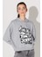 Regular Fit Normal Kesim Kapüşonlu Gri Melanj Tom ve Jerry Baskılı Sweatshirt 2