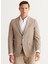 ALTINYILDIZ CLASSICS Erkek Bej Regular Fit Geniş Kesim Mono Yaka Diagonal Desenli Yünlü Blazer Ceket 1