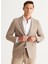 ALTINYILDIZ CLASSICS Erkek Bej Regular Fit Geniş Kesim Mono Yaka Diagonal Desenli Yünlü Blazer Ceket 3