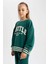 Kız Çocuk Oversize Geniş Kalıp Bisiklet Yaka Baskılı Sweatshirt A5981A823AU 4