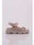 3527 Kadin Leopar Desenli Kalin Taban Sandalet 1