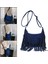 Mavi Omuz Çantası Püskül Çanta El Çantası Ayarlanabilir Askı Modern Saçak Tote Çanta Moda Tatil Dizüstü Çalışma (Yurt Dışından) 4
