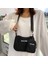 Siyah Kadın Tuval Düz Renk Mektup Omuz Çantaları Mini Çanta Kolye Kadın Çantaları Rahat Küçük Crossbody Çanta 2 Adet Kompozit (Yurt Dışından) 3