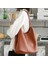 Kahverengi Keseli Rahat Kadın Omuz Çantası Büyük Kapasiteli Alışveriş Çantaları Kadın Tote Çanta Katı Yumuşak Deri Shopper Bayan Seyahat Çantası Çanta (Yurt Dışından) 1