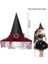 Halloween Sarkan Siyah Dantelli Cadı Şapkası Yetişkin Kırmızı Renk 1 Adet 39X40 cm 1