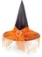 Halloween Sarkan Siyah Dantelli Cadı Şapkası Yetişkin Turuncu Renk 1 Adet 39X40 cm 2