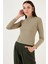 Fitilli Esnek Slim Fit Yarım Balıkçı Yaka Kazak Bayan Kazak 5865344 4
