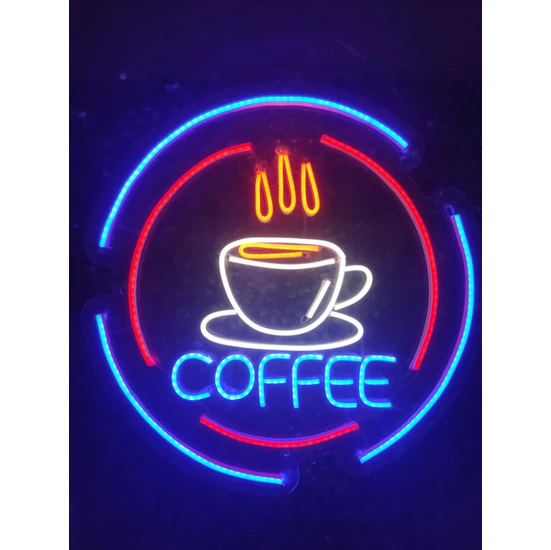 Dekoraven Coffe Kahve Neon LED Tabela Kafe Bar Dekoratif AYDINLATMA(50X50CM)