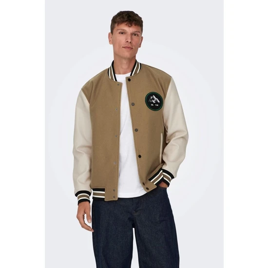 Jack & Jones Only & Sons Onsjason Varsıty Jacket Otw Acık Kahve