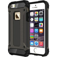 Caseart Apple iPhone 5 Kapak Çift Katmanlı Zırh Tank Kılıf Siyah