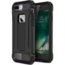 Caseart Apple iPhone 7 Plus Kapak Çift Katmanlı Zırh Tank Kılıf Siyah