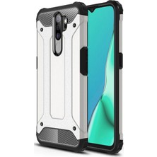 Caseart Oppo A5 2020 Kapak Çift Katmanlı Zırh Tank Kılıf Gri