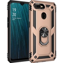 Caseart Oppo A5S Kapak Military Yüzüklü Stantlı Panzer Tank Kılıf Gold