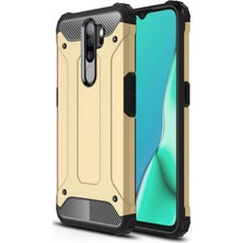 Caseart Oppo A9 2020 Kapak Çift Katmanlı Zırh Tank Kılıf Gold