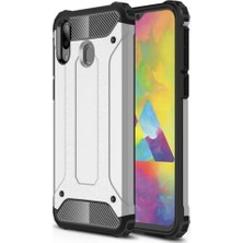 Caseart Samsung Galaxy A20E Kapak Çift Katmanlı Zırh Tank Kılıf Gri