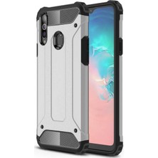 Caseart Samsung Galaxy A20S Kapak Çift Katmanlı Zırh Tank Kılıf Gri