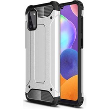 Caseart Samsung Galaxy A31 Kapak Çift Katmanlı Zırh Tank Kılıf Gri