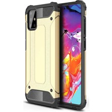 Caseart Samsung Galaxy A51 Kapak Çift Katmanlı Zırh Tank Kılıf Gold