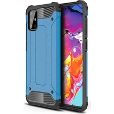 Caseart Samsung Galaxy A51 Kapak Çift Katmanlı Zırh Tank Kılıf Lacivert